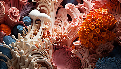 Vibrant and diverse textures of coral formations.
