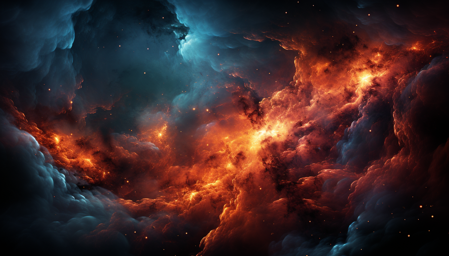 A fiery nebula, full of swirling colors and star formations.