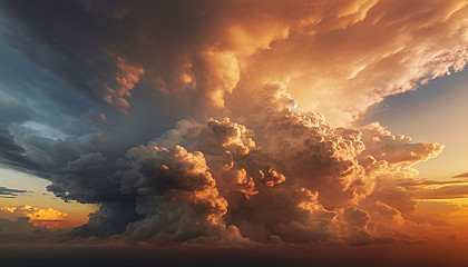 Dramatic cloud formations in the sky before a storm.