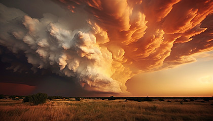 Dramatic cloud formations in the sky before a storm.