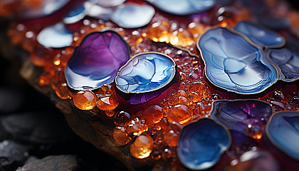 A close-up of the surface of a gemstone, showing its beautiful color and texture.