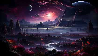 The colorful and diverse surface of a far-off exoplanet, as imagined by an artist.