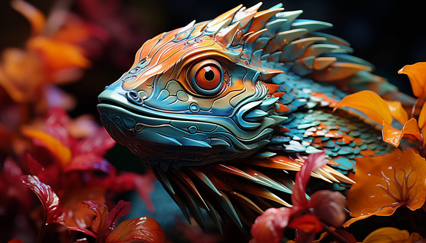 Up close and personal with the vibrant scales of a tropical fish.