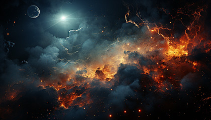 A star nursery, where new stars are born, viewed from a space telescope.