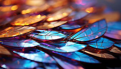 Close-up of the iridescent scales of a butterfly wing, shimmering in the sunlight.