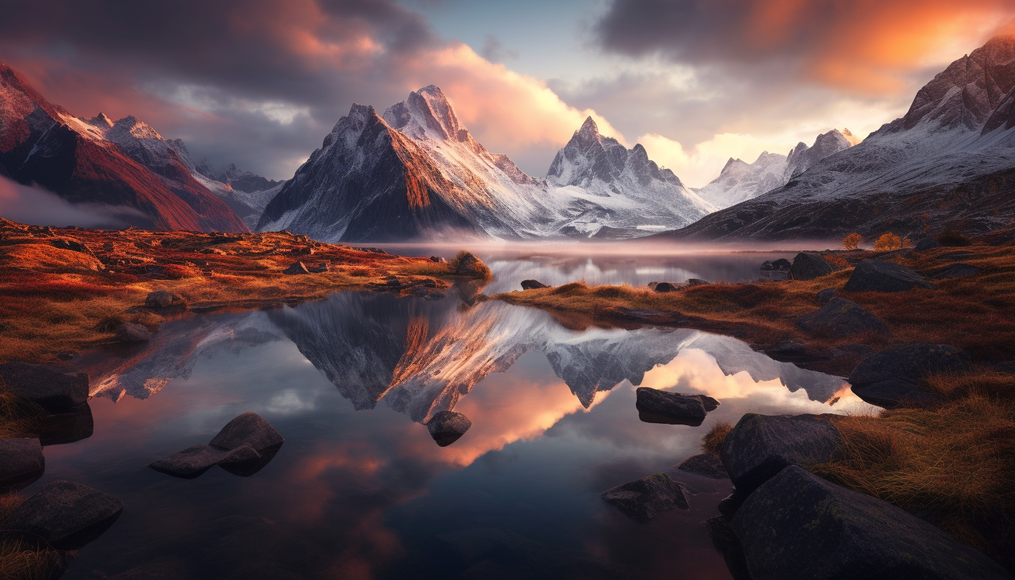 A glacial lake reflecting the stunning beauty of the surrounding peaks.