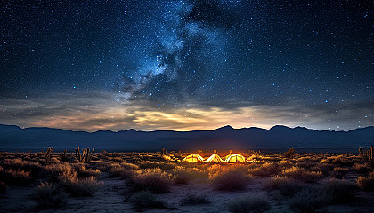 Stars illuminating a tranquil night in the desert.