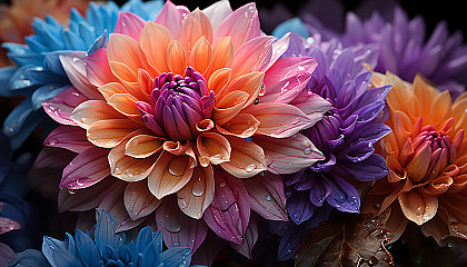 Macro shot of a vibrant and colorful flower in full bloom.