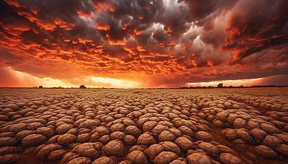 A dramatic sky filled with mammatus clouds after a storm.