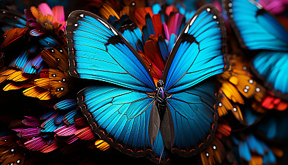 A close-up of the vibrant patterns on a butterfly's wings.