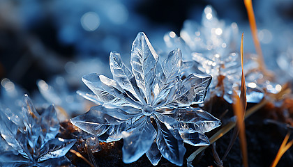 A close-up of frost crystals forming a beautiful, natural pattern.