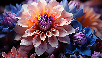Macro detail of a blooming flower, highlighting the intricate patterns and vivid colors.