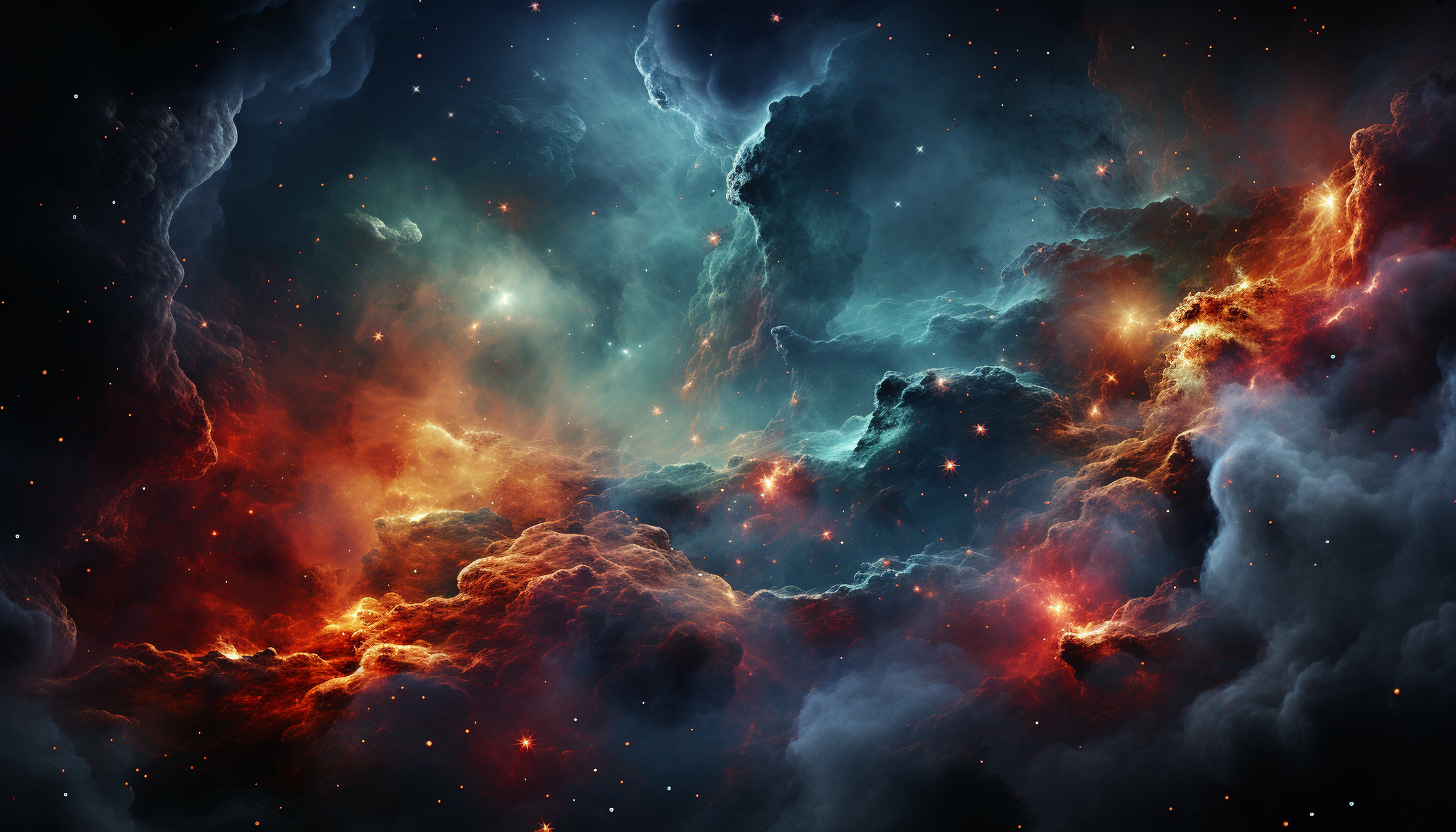 A vivid nebula in deep space, full of swirling colors and stars.