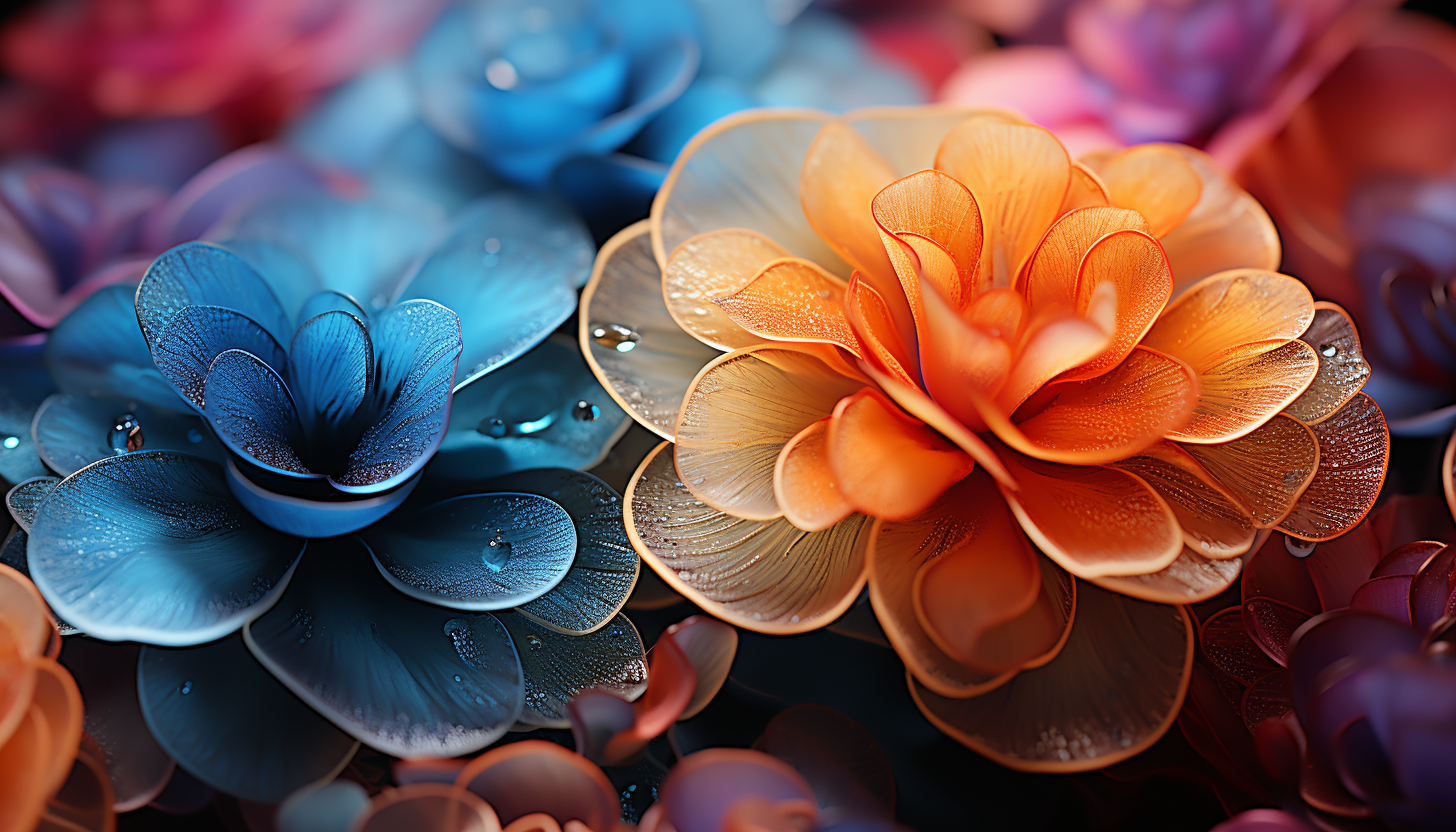 The intricate veins and bright hues of a petal in a close-up shot.