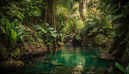 Tropical paradises with lush foliage, waterfalls, and hidden coves.