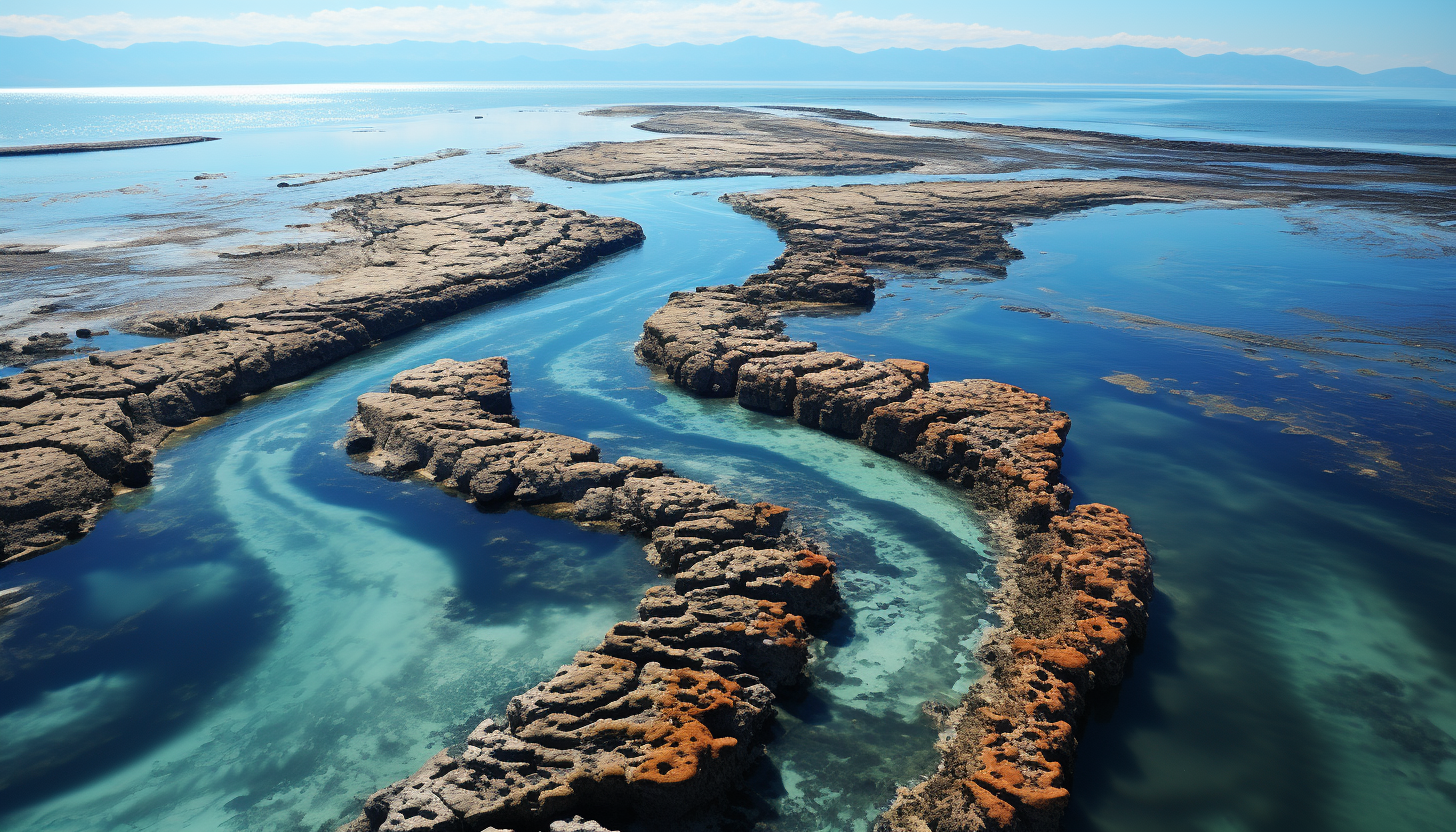 A sandbar in the ocean, visible only at low tide.