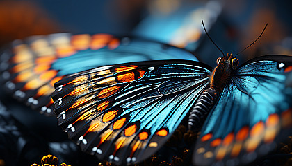 A macro shot of the intricate patterns on a butterfly's wings.