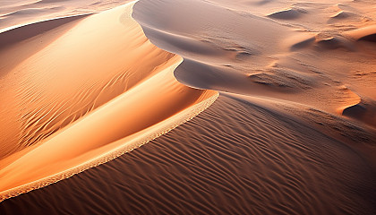 A stunning view of sand patterns on a desert from above.