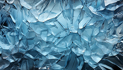 Intricate ice crystals forming a frosty pattern on a windowpane.