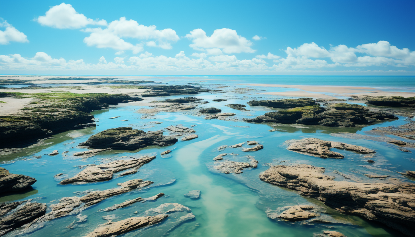 A sandbar in the ocean, visible only at low tide.