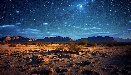 Stars illuminating a tranquil night in the desert.