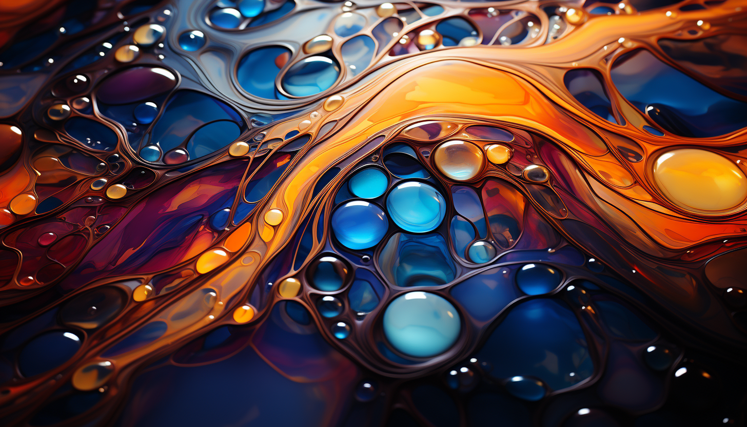 An abstract pattern of swirling colors, resembling an oil slick or soap bubble.