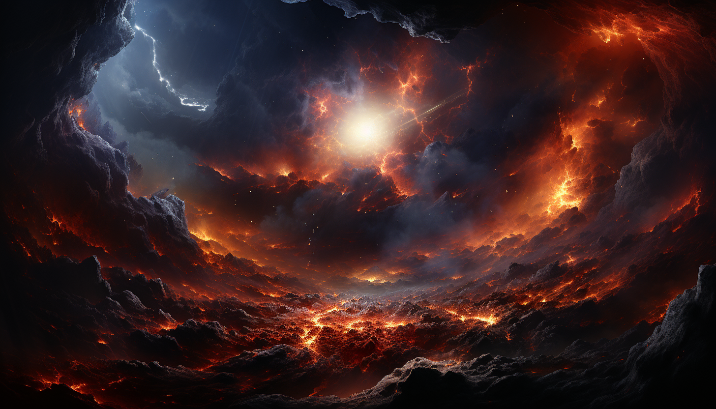 A vibrant supernova explosion in the far reaches of space.