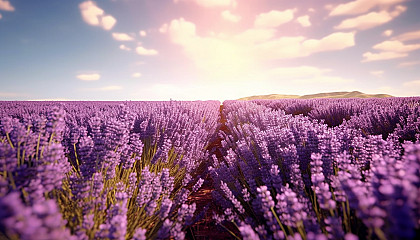 A field of lavender swaying gently in the breeze.
