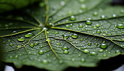 The intricate detail and texture of a leaf's surface under a macro lens.