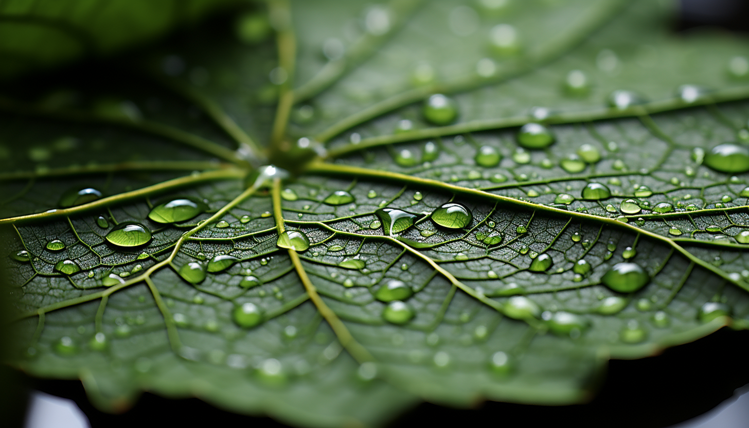 The intricate detail and texture of a leaf's surface under a macro lens.