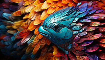 Close-up view of the vibrant scales of a tropical fish.