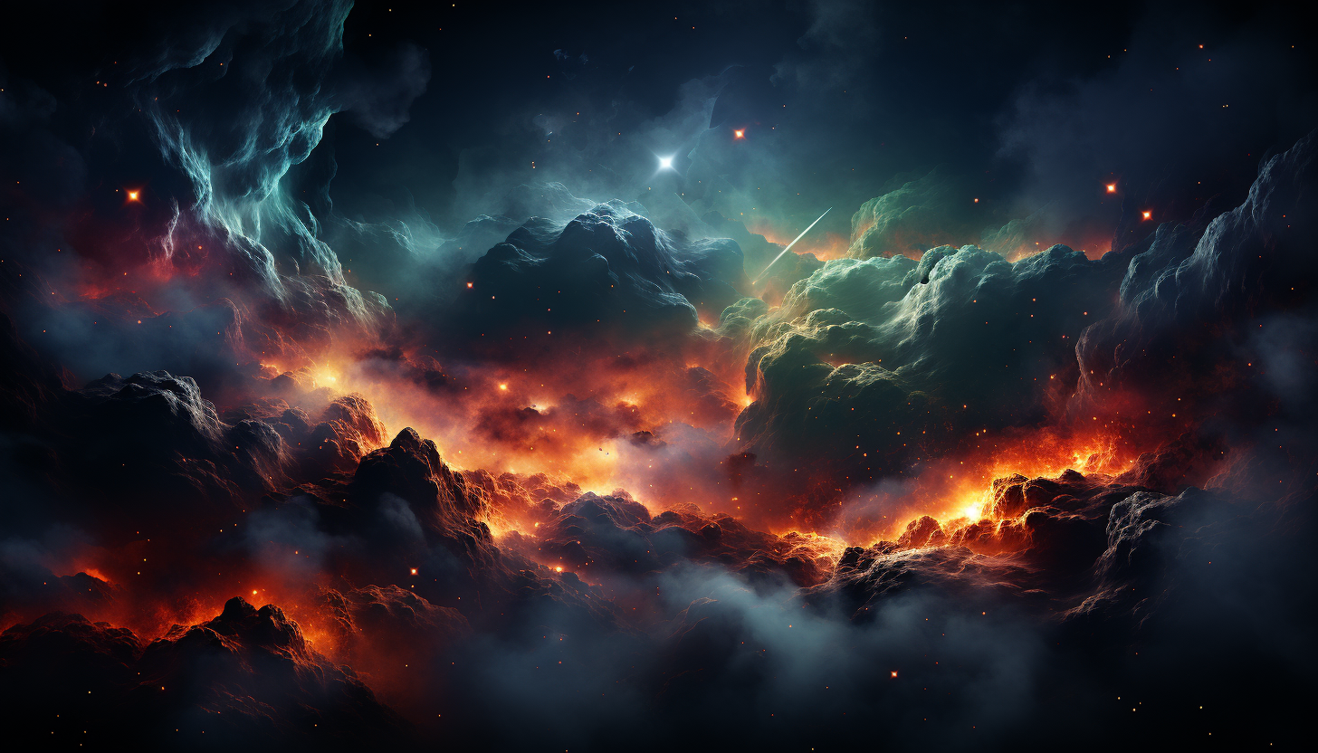 A vibrant nebula, resplendent with colors and stars, in a far-off galaxy.