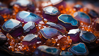 A macro shot of a vibrant crystal or mineral, highlighting its colors and patterns.