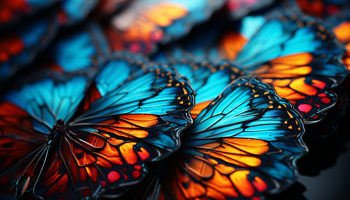 Macro view of butterfly wings showcasing intricate patterns.