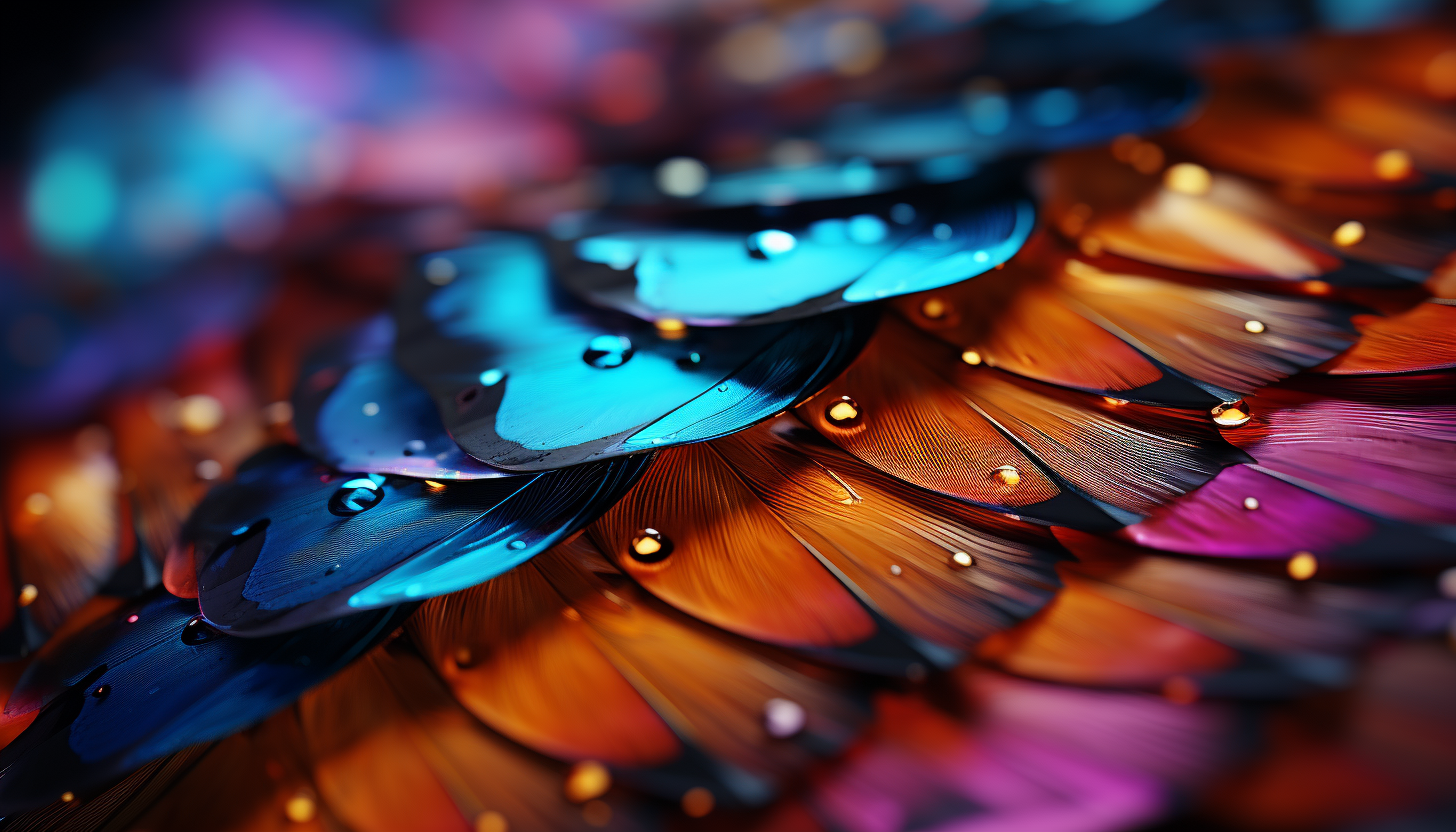 A macro view of the vibrant and intricate patterns on a butterfly's wing.