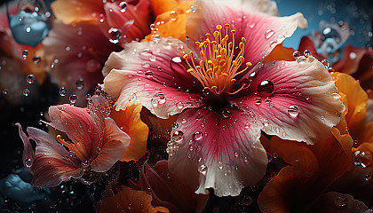 A macro view of pollen dust on a vibrant flower petal.