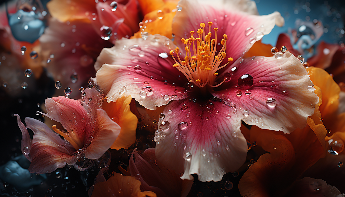 A macro view of pollen dust on a vibrant flower petal.