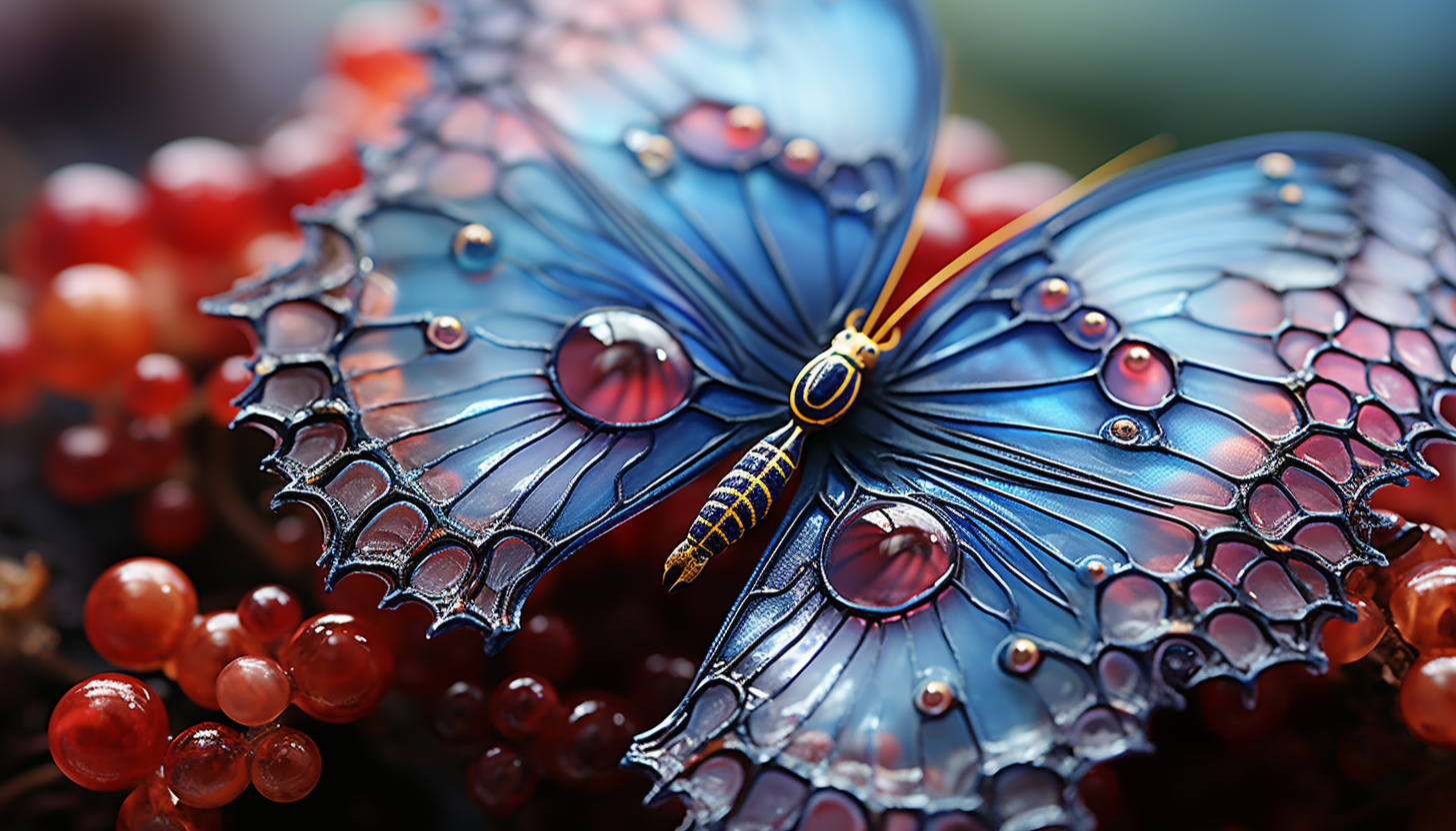 Intricate patterns on a butterfly's wings, magnified to reveal their full detail.