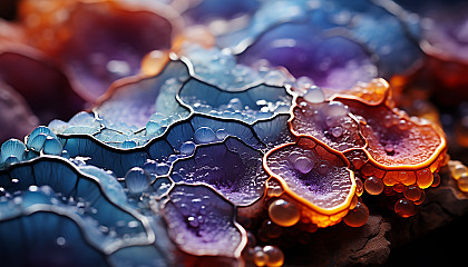 Close-up of crystalline structures within a geode, radiating colors.