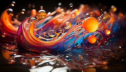 The multi-colored surface of a soap bubble just before it bursts.