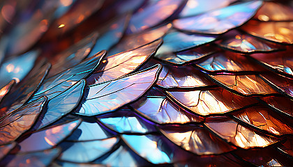 A close-up of the iridescent scales on a butterfly's wing.