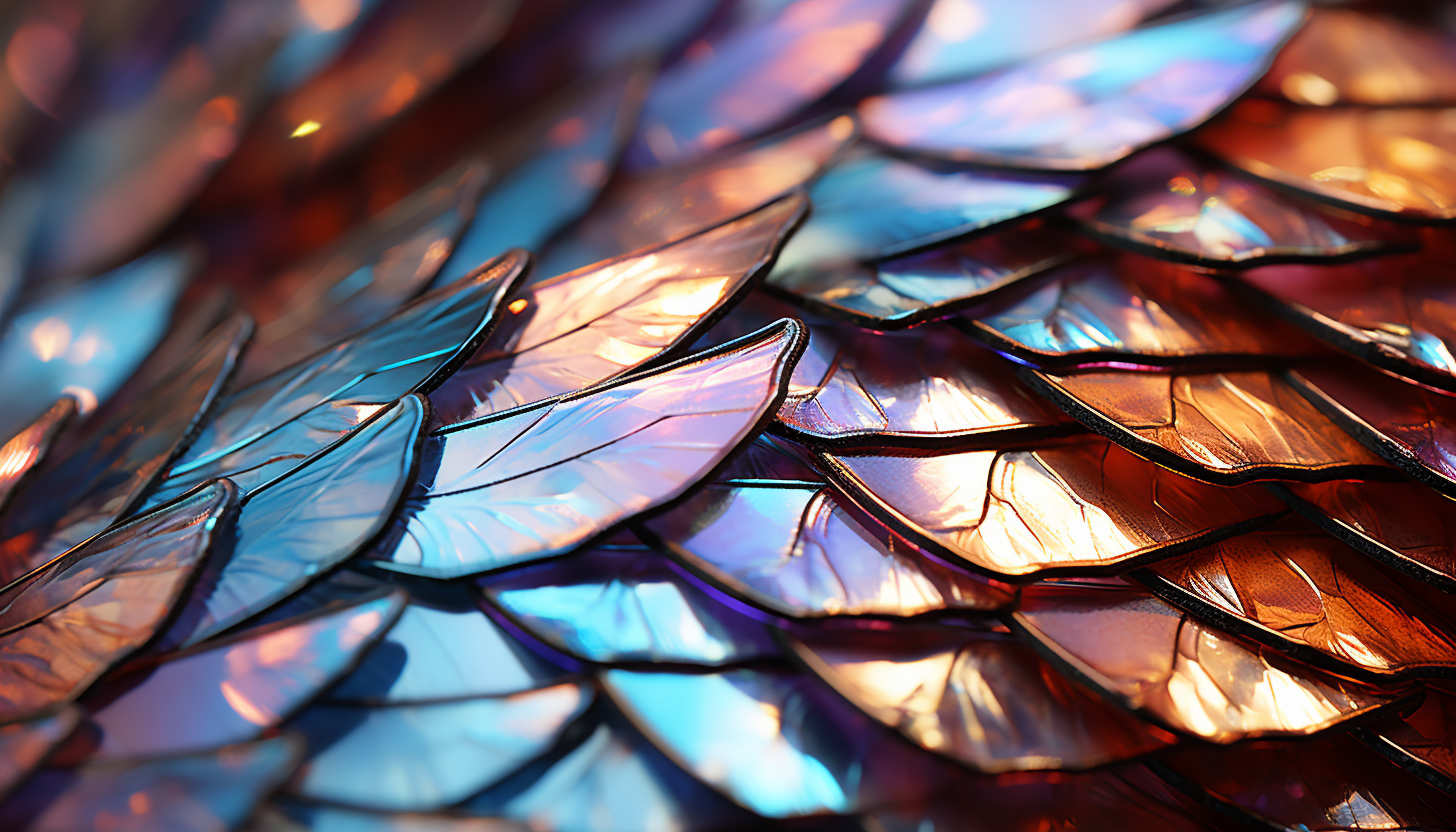 A close-up of the iridescent scales on a butterfly's wing.