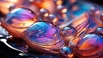 Close-up of the iridescent surface of a bubble or soap film.