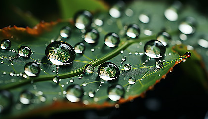 Dew drops on a spider's web, each one reflecting the world in miniature.