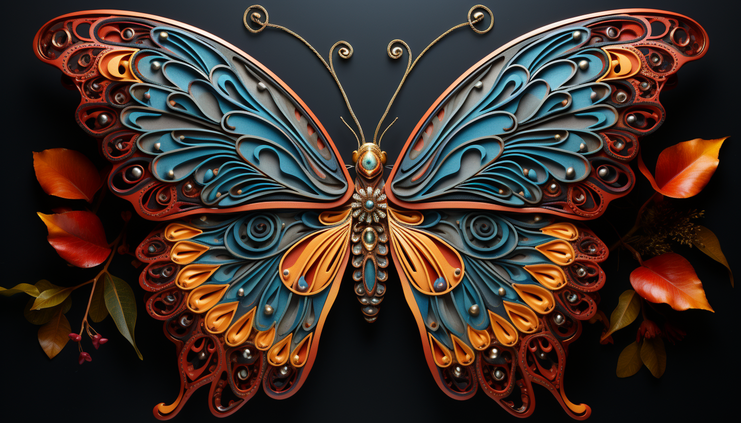 Butterfly wings showcasing intricate patterns and vibrant hues.