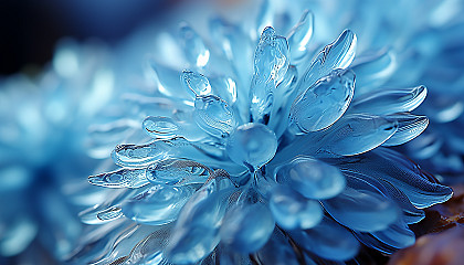 A macro shot of ice crystals forming unique, intricate patterns.