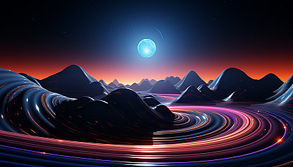 Planetary rings encircling a distant gas giant, captured in vibrant hues.