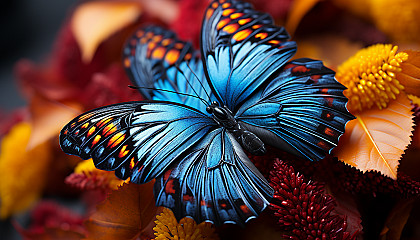 A close-up of the vibrant patterns on a butterfly's wings.