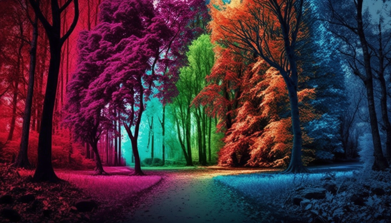 colorful nature trees forest