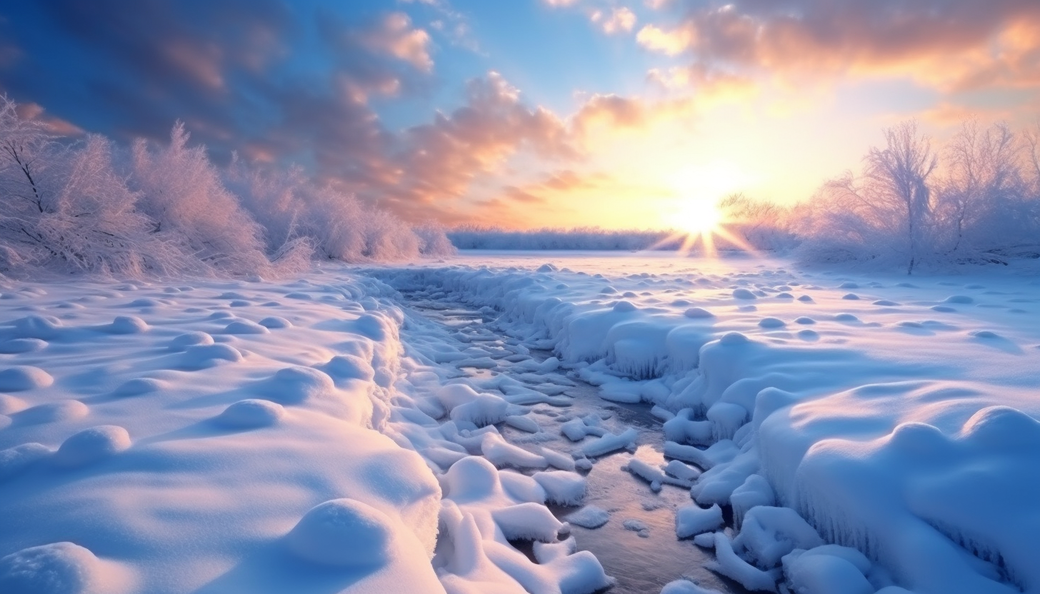A blanket of soft, untouched snow on a winter morning.